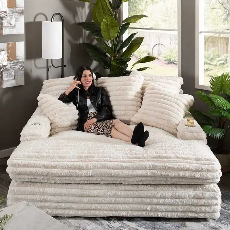 Modern Compression-Sealed Vacuum Pack Memory Foam Sofa Bed Boneless Frameless Sleek Living Room Sleeper with Fabric Material