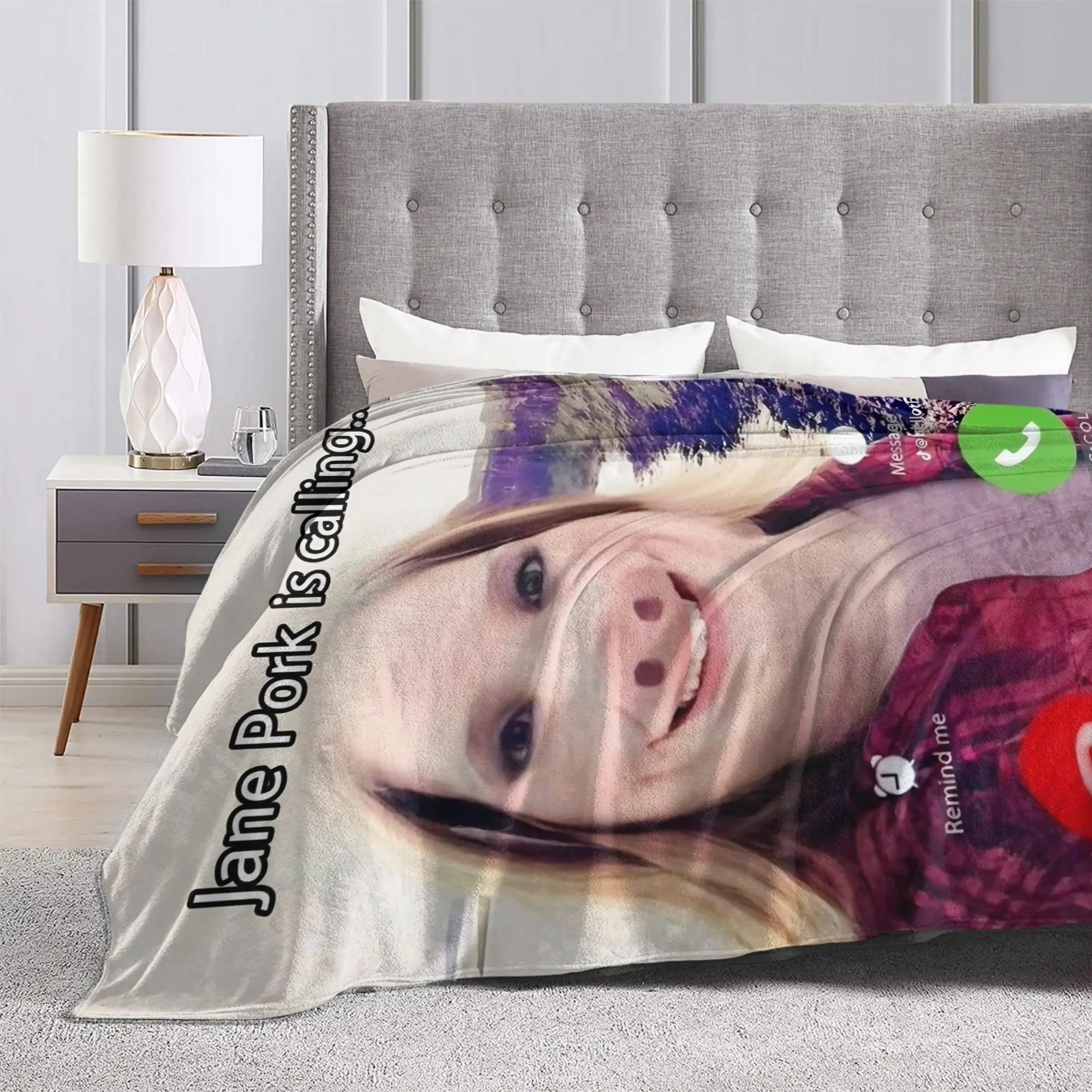 Jane Pork is Calling Blanket Velvet John Pork Wife Lightweight Throw Blanket for Car Sofa Couch Bedspread