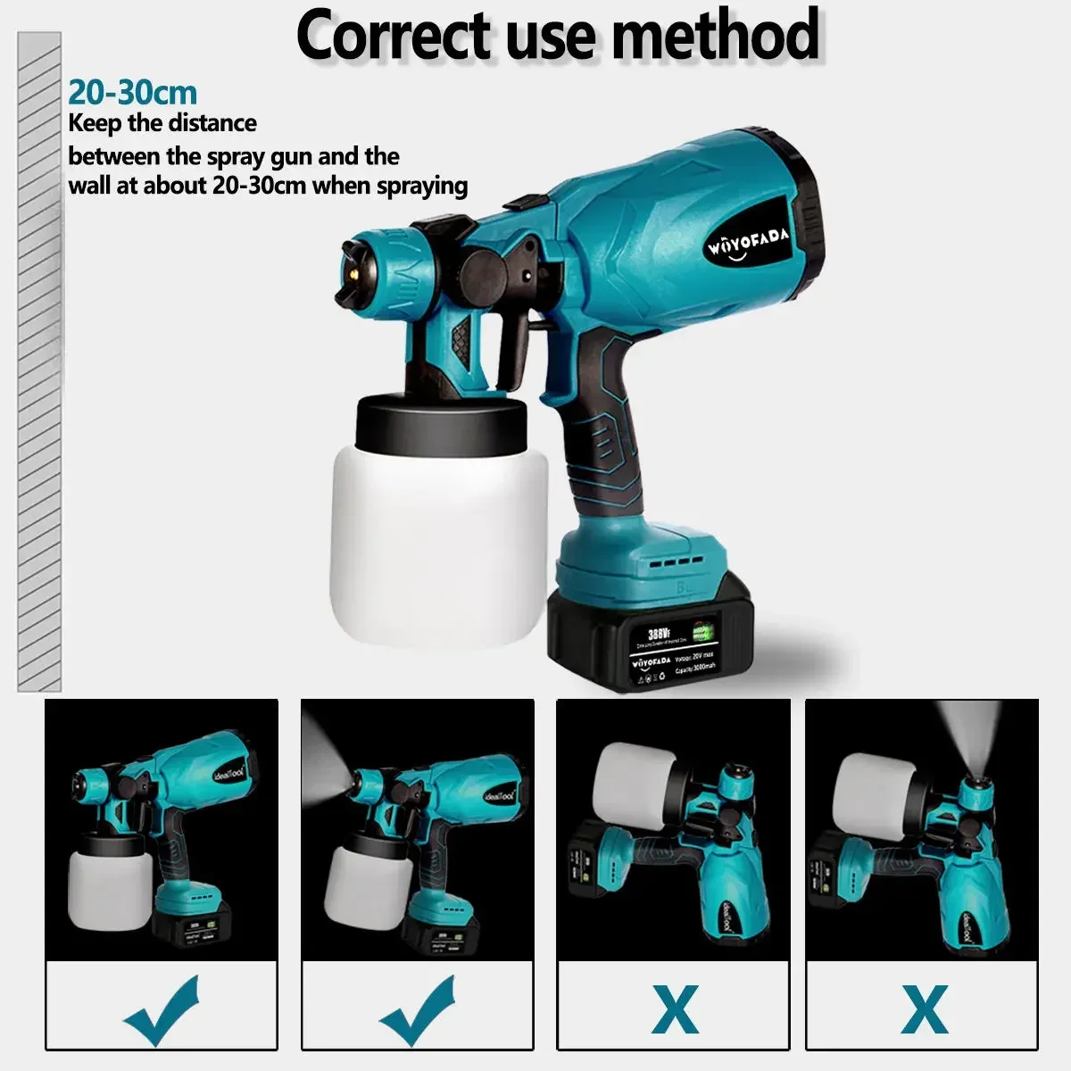 18V Electric Spray Gun Household Disinfection Sterilization Portable Paint Sprayer For Makita 18V Battery with 0/1/2 Battery