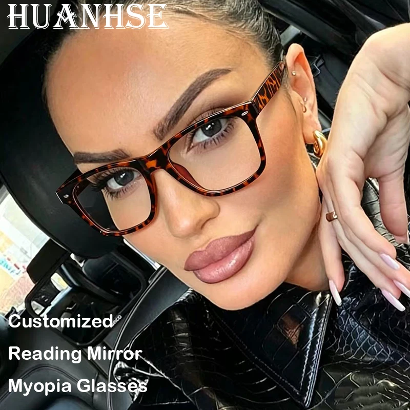 New Personality Simple And Elegant Anti-Blue Light Glasses Frame For Women Square Casual Presbyopic Myopia Glasses Customization