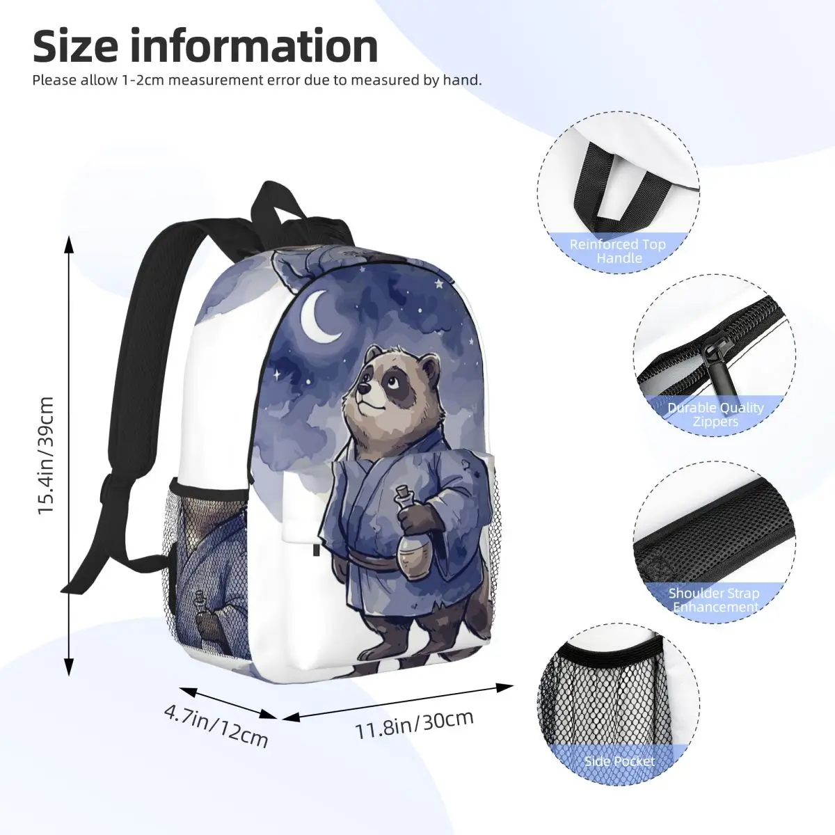 Cartoon Jiu Jitsu Judo Panda Backpack Daypack Large Capacity Boys Girls BookBag Shoulder Bags for Men Women Kids School Bag