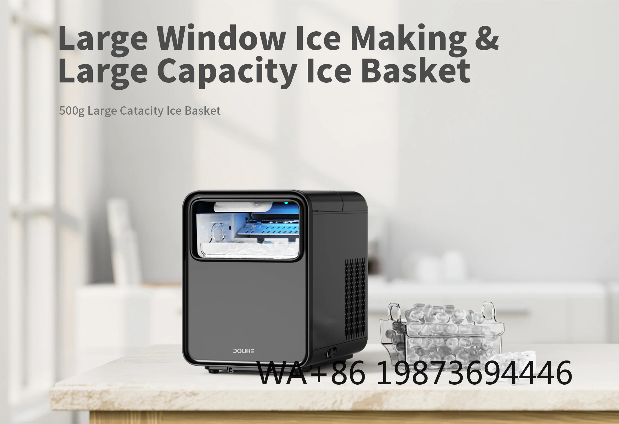 12kg/Day Countertop Bullet Ice Maker, CE KC Certified Custom Professional Kitchen Appliance