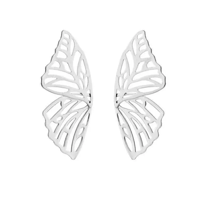 Metal Hollow Butterfly Stud Earrings Personality Wing Earrings Fashion Accessories