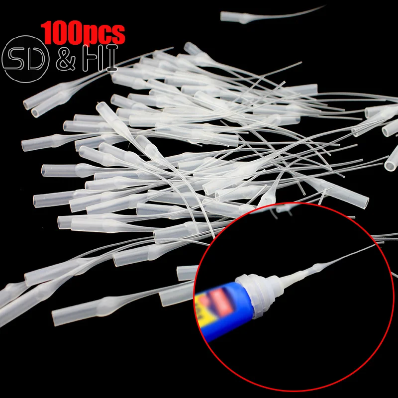 100 Pieces Glue Micro-Tips Plastic Glue Bottle Tips Glue Extender Precision