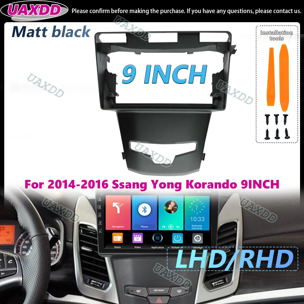 Adapter Kits for Car Frames of 9 Inches Fascia Panel for the Audio Radio Android Ssangyong Korando 2014-2016 Center Cable Video