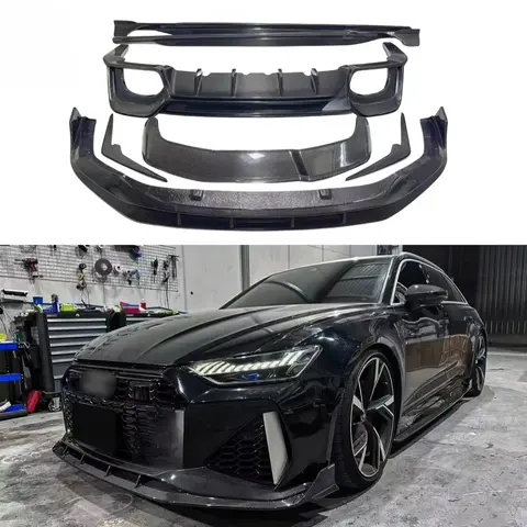 Alta qualidade, rs6 fibra de carbono estilo p amortecedor dianteiro spoiler lábio para audis rs6 rs7 c8 bodykit difusor traseiro