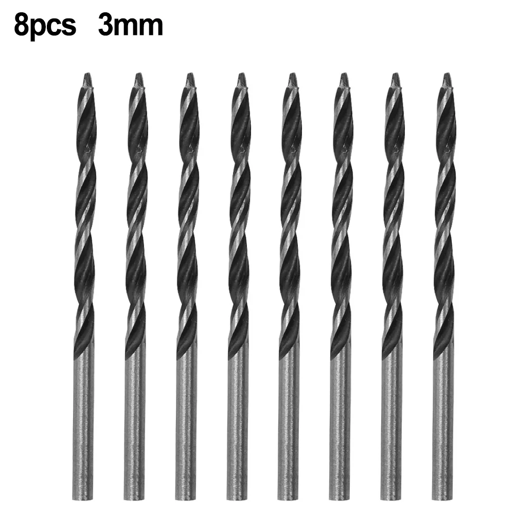

8Pcs Tri-point Drill Bit Spiral 3mm Diameter High Carbon Steel For Repair Home Wood Drilling Grinding Power Tool Set