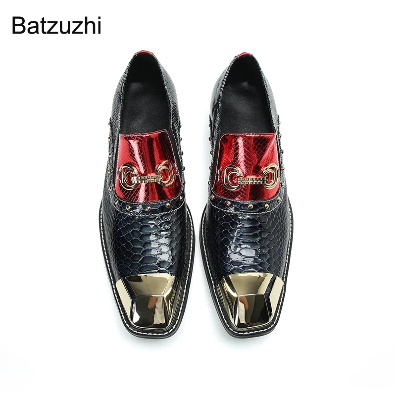 Batzuzhi Fashion Shoes Men Fashion Men Shoes Gneuine Leather Split Color Split Handmade Business, Party and Wedding Shoes Man