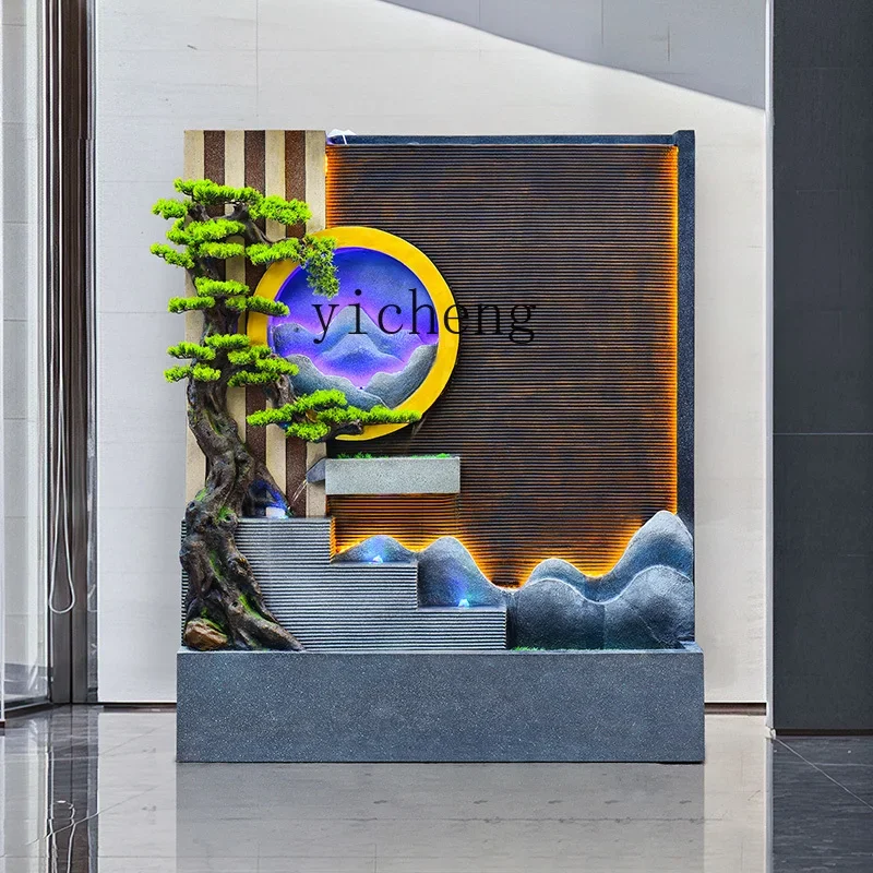L7-14 Chinese water curtain wall screen lucky feng shui wheel rockery circulating water ornament