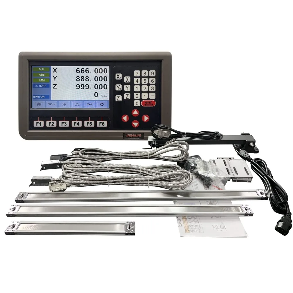 

3 Axis LCD Screen Metal Shell DRO Digital Readout 3pcs 14" x 36" x 16 "5um 370mm+920mm+420mm Magnetic Scale 5um IP67 Sealing