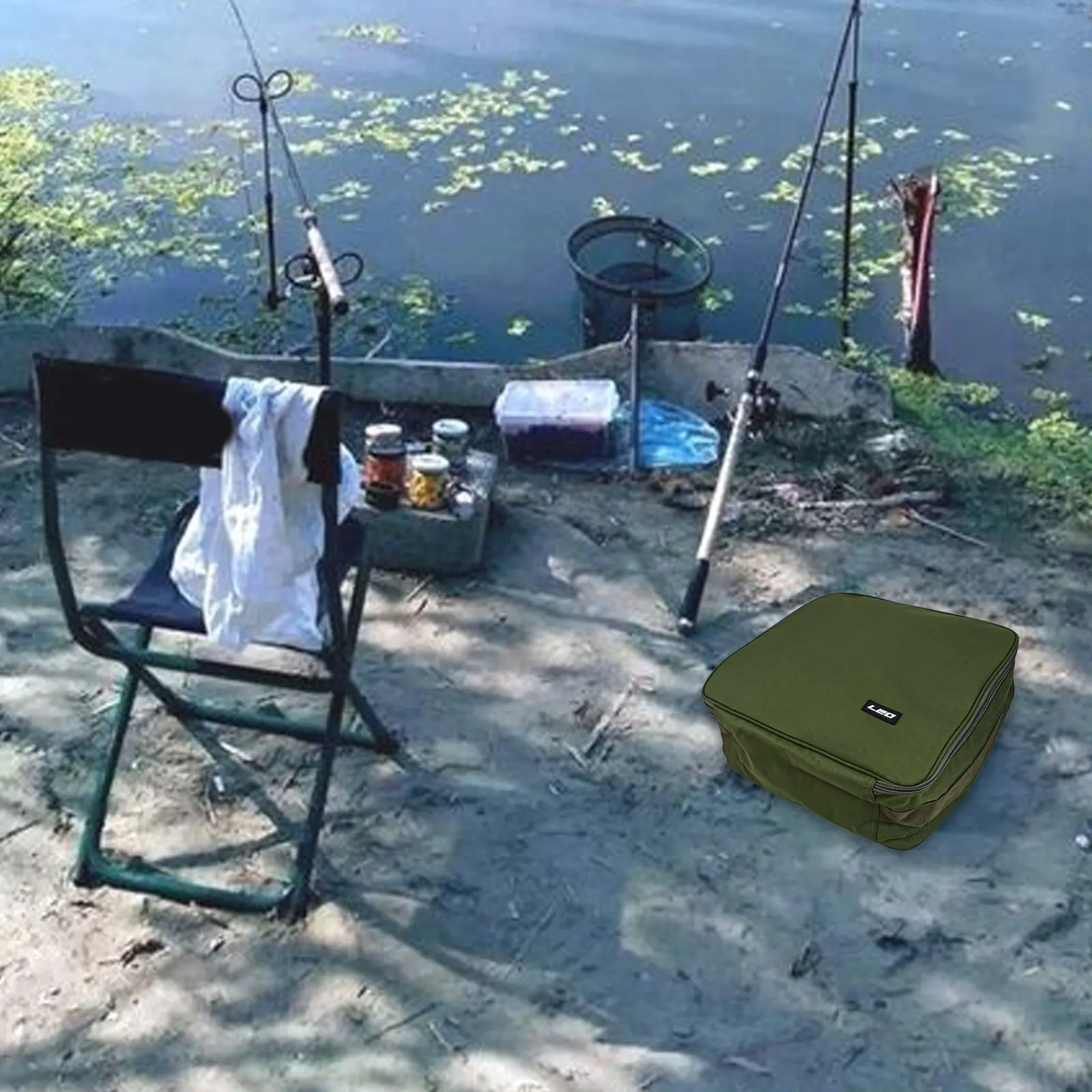 Outdoor Fishing Bag 1 Pcs 600D Oxford Fabric Cube For Fishing Reels Scratch-resistant Storage Pocket Easy Access