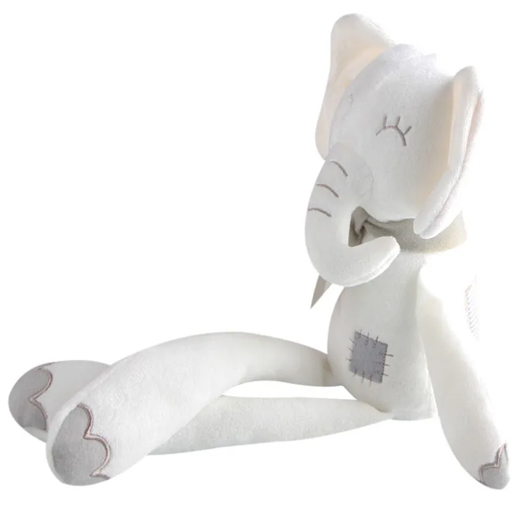 Elefante brinquedos de pelúcia para bebê, boneca de pelúcia calmante, pernas longas brancas, desenhos animados simples, decoração do quarto, sono, Ins, 0-3 anos de idade