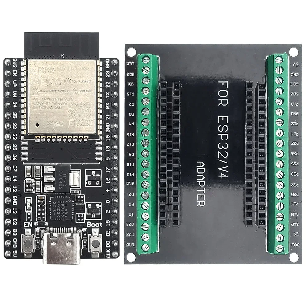 ESP32 Development Board with GPIO Expansion Board Kit ESP32-WROOM-32D BT Wifi Module USB Type-C 38PIN CP2102 ESP32-DevKitC