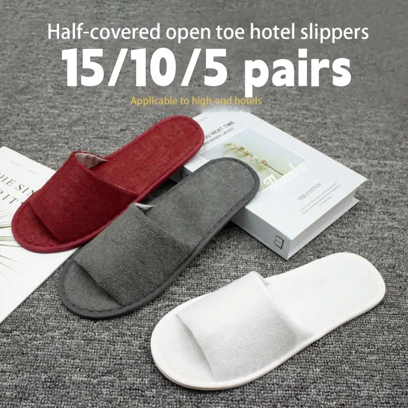 5/10/15Pairs Flat Slippers Reusable Thickened Sole Folding Flip flops Shoes Men Women Trave Hotel Slippers 27cm Size