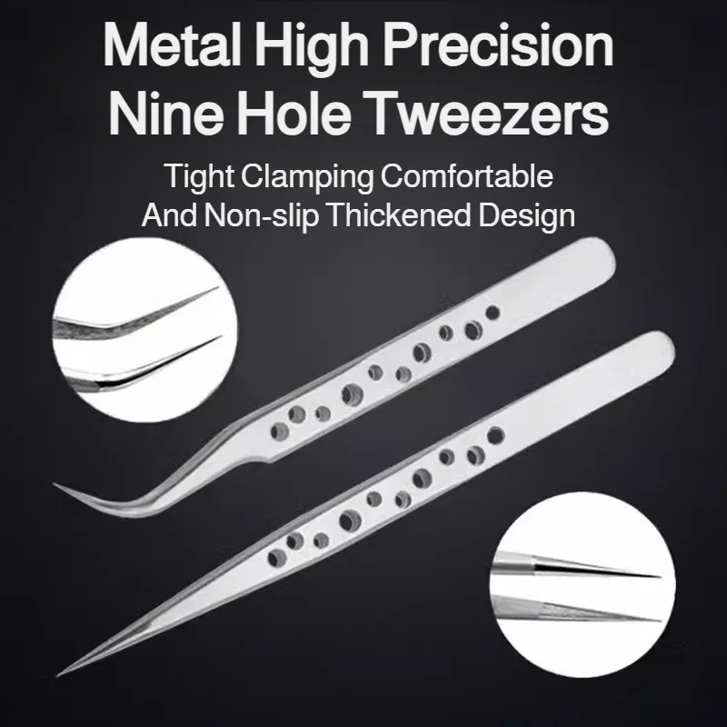 Industrial Tweezers Electronics Anti-Static Curved Straight Tip Precision Stainless DIY Hand Tool Eyelash Extension Phone Repair