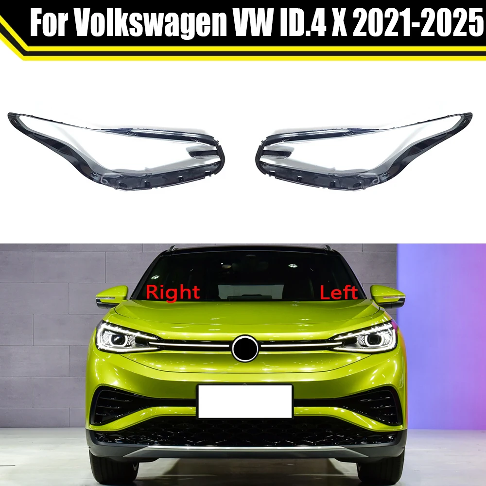 

Car Front Headlamp Caps For Volkswagen VW ID.4 X 2021-2025 Clear Lens Headlight Cover Auto Lampshade Lampcover Lamp Lens Shell