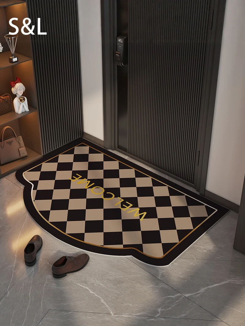 

Роскошный дверной коврик из ПВХ с рисунком Ch Board, настраиваемый входной коврик, легко чистящийся противоскользящий ковер для домашнего входа