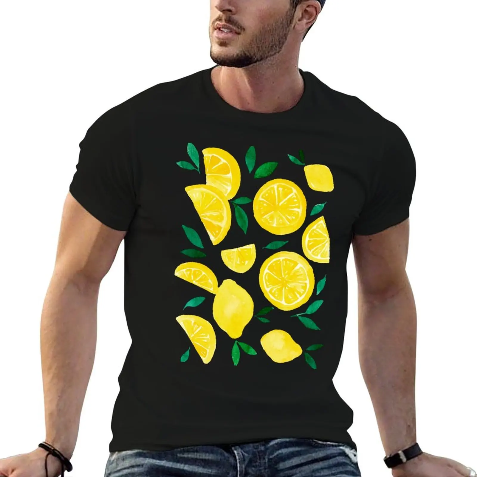 

Watercolor lemons - green and yellow T-Shirt t shirt man plain funny t shirts dark humor man t shirt heavy cotton T-shirt
