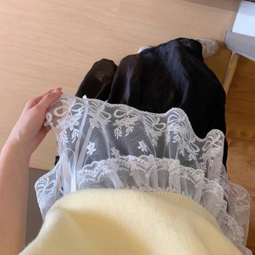 Y2K Jazz Dance Hip Scarf Shirt Extender Hip-hop Ruffled Edge Waistband Korean Style Bow Lace Gauze Skirt Belt Streetwear