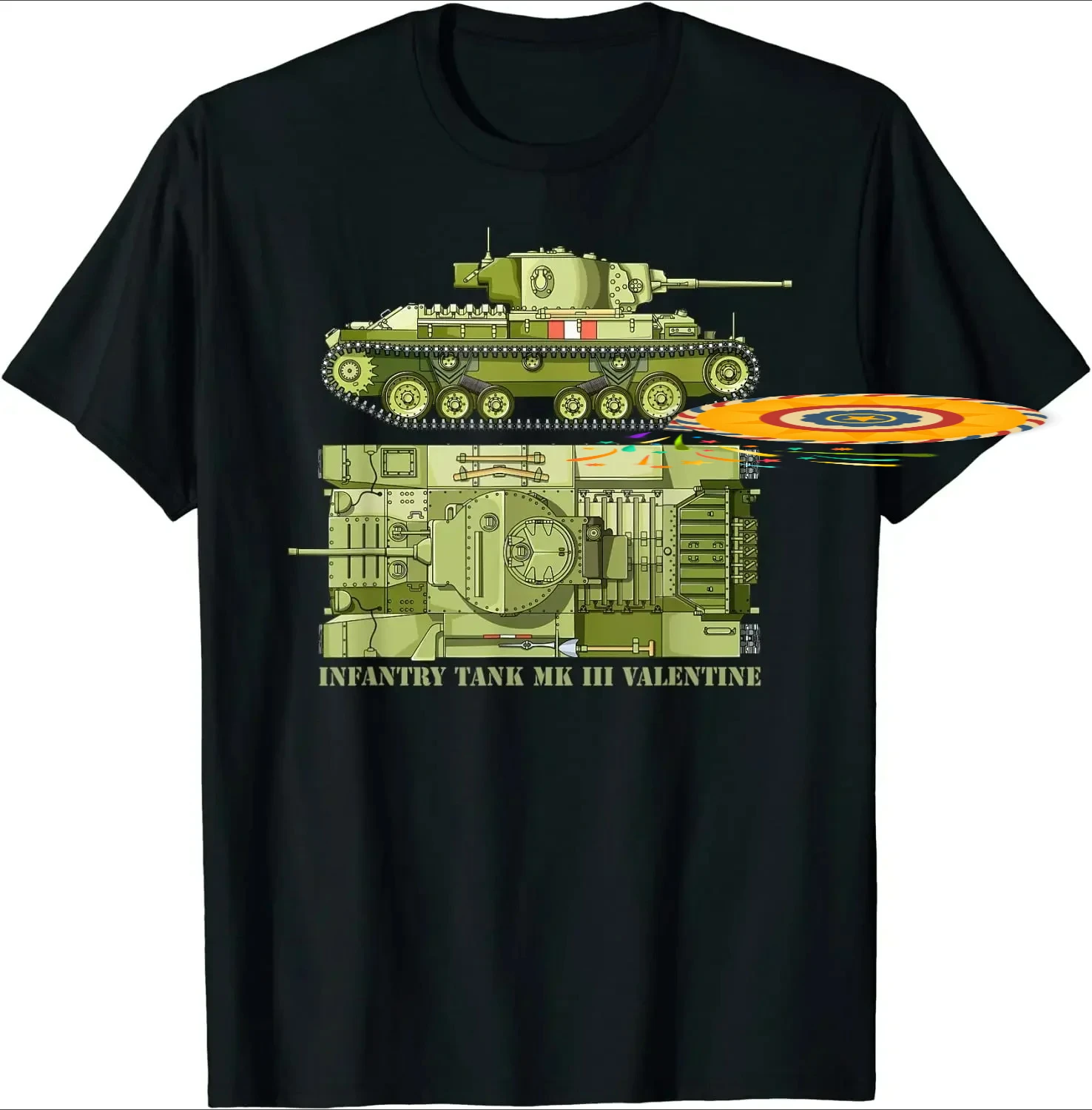 British Mark III Valentine Infantry Tank Diagram T Shirt New 100% Cotton Short Sleeve O-Neck T-shirt Casual Mens Top