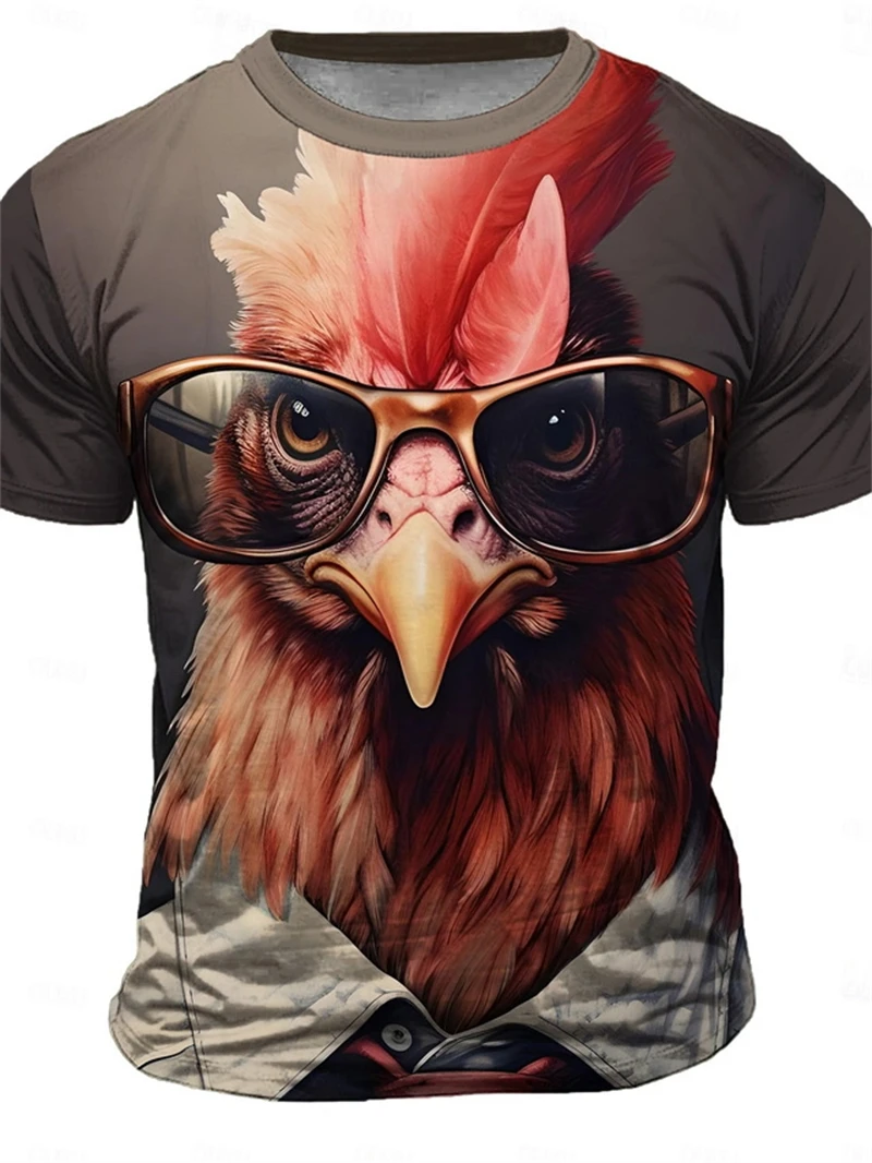 ثلاثية الأبعاد طباعة الديوك الجرافيك تي شيرت الرجال الشارع الشهير الصيف Harajuku قصيرة الأكمام المحملة للجنسين عادية الديك نمط المتضخم تي شيرت #2