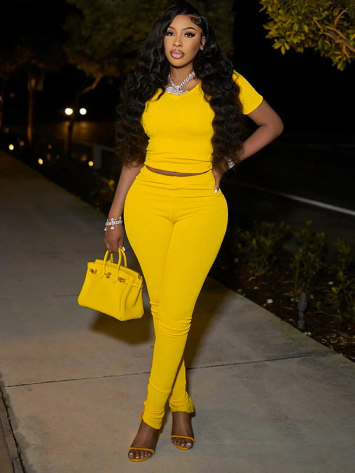 طقم نسائي أنيق ببنطلون طويل ضيق، ملابس عصرية للنساء، بنطلون طويل أنيق، زي صيفي أنيق #5