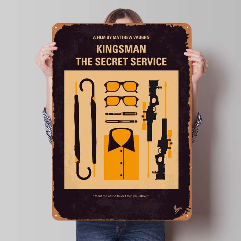 Kingsman Tinplate Sign Classic Movie Poster Vintage Metal Sign for Wall Art Decoration Retro Gaming Room Decoration Home Decor