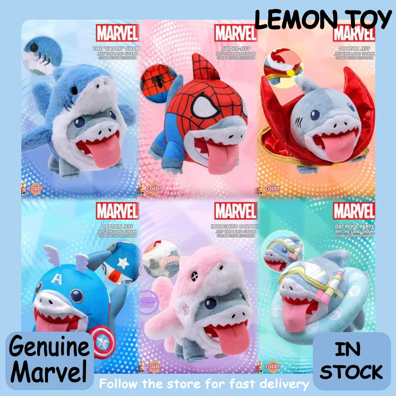 

Genuine Hot Toys Marvel Jeff The Land Shark Blind Box Cosbi Collection Keychain Pendant Desktop Ornament Fashion Trend Gift
