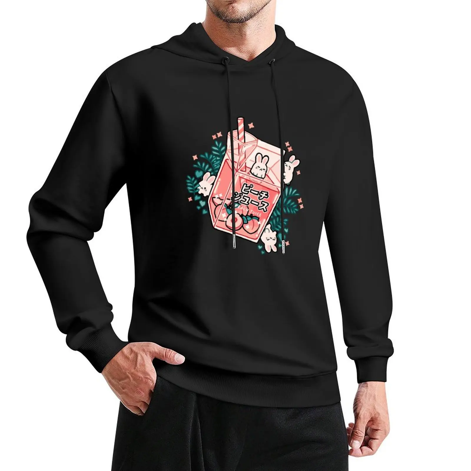 

90s Japanese Kawaii Peach Milk Juice Aesthetic Pullover Hoodie men's sweat-shirt set new in hoodies