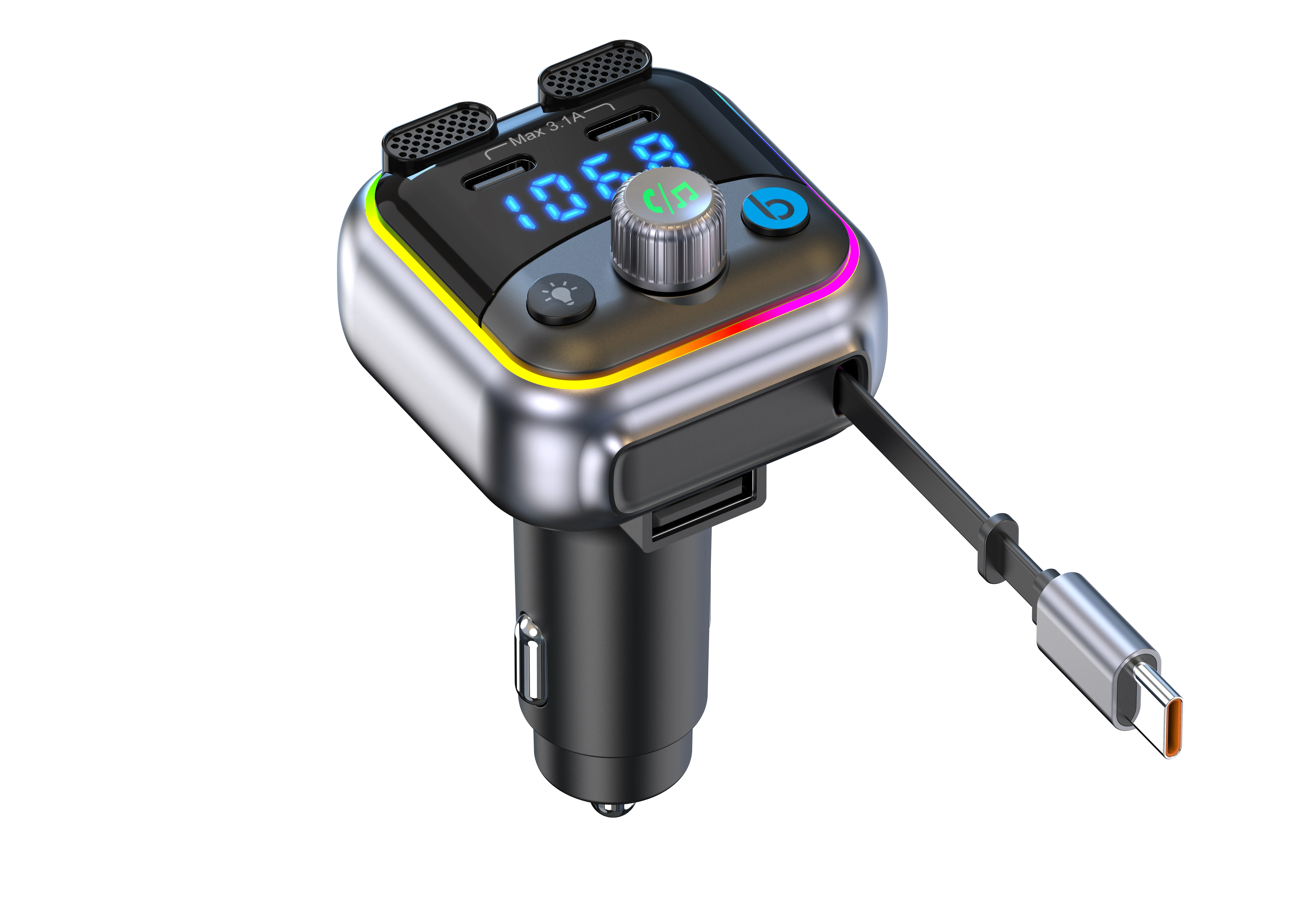 For 6.0 FM Transmitter Portable Wireless Audio Receiver MP3 Player USB Cigarette Lighter Fast Car Charger 1 Year Warranty