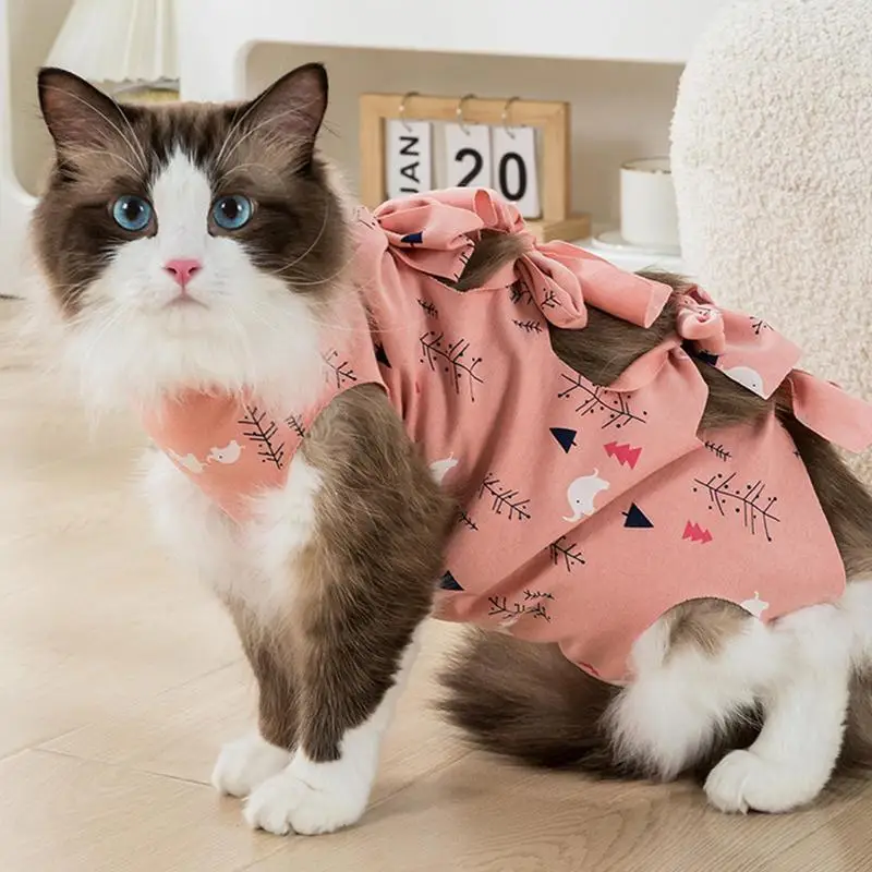 Cat Neuter Recovery Suit Home Cats Clothing Elastic E-Collar Alternative Moisture Absorption Cat Recovery Suit After Spay