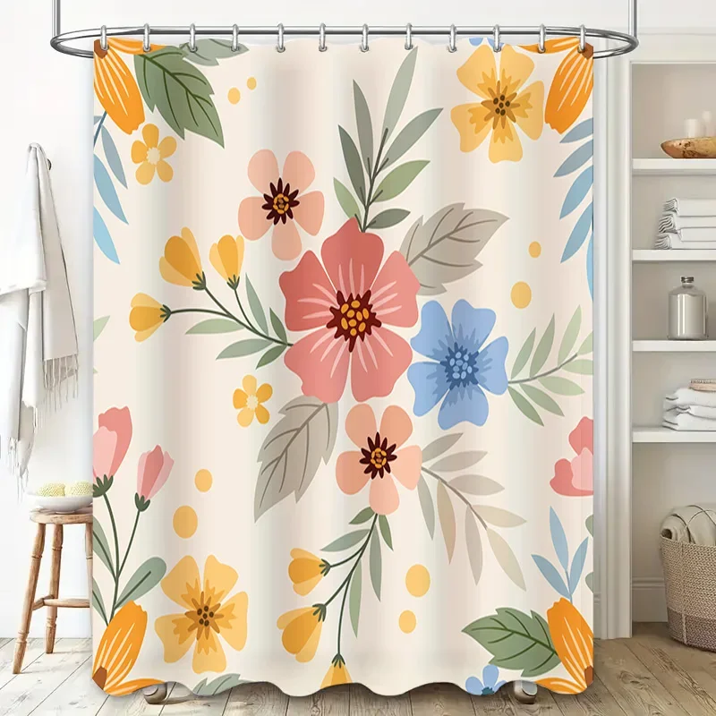 

Decorative Shower Curtain Set Floral Print Design for Bathroom Decoration Modern Home Decor Available in Various Sizes