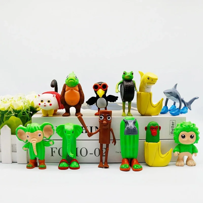 Tungtungtung Shanhaijing ไม้ Man Shark รุ่นตลกตุ๊กตาตัวเลขการกระทําตกแต่ง PVC ของเล่นสะสมเด็กของขวัญ