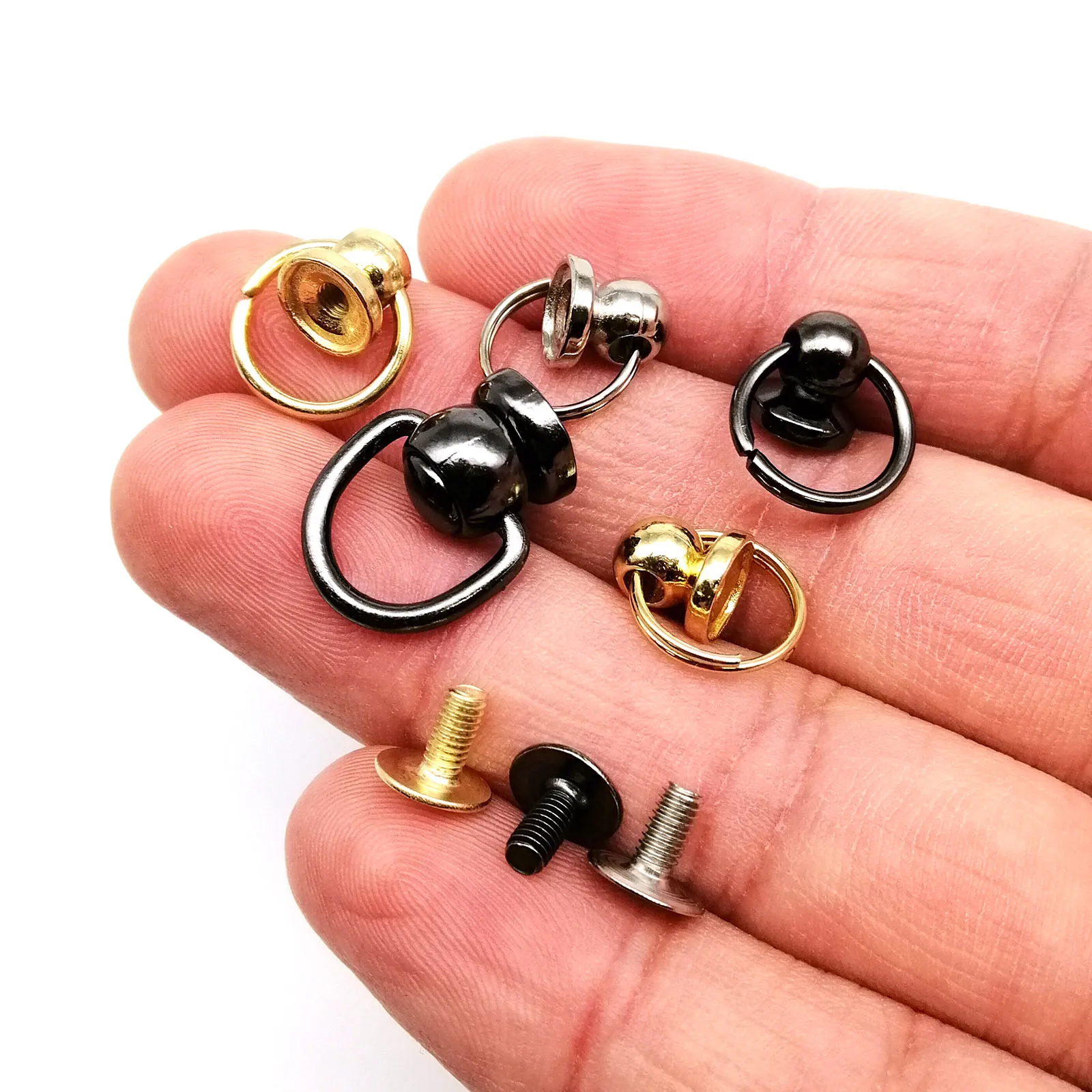 10pcs Metal Zinc-alloy Ball Nail Screwback Chicago Screw Back Rivet Stud Spot with O Ring for Leather Bag Belt Strap Phone Case