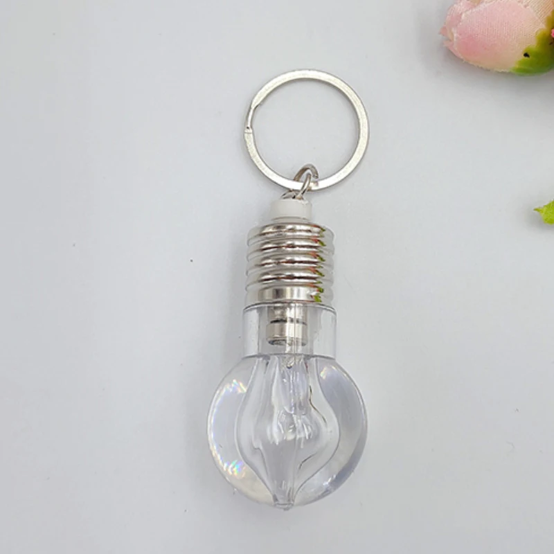 Novelty Lighting Mini LED Light Bulb Keychain Key Ring Illuminate Cartoon Car Key Ring Lamp Pendant Key Fob Christmas Gift