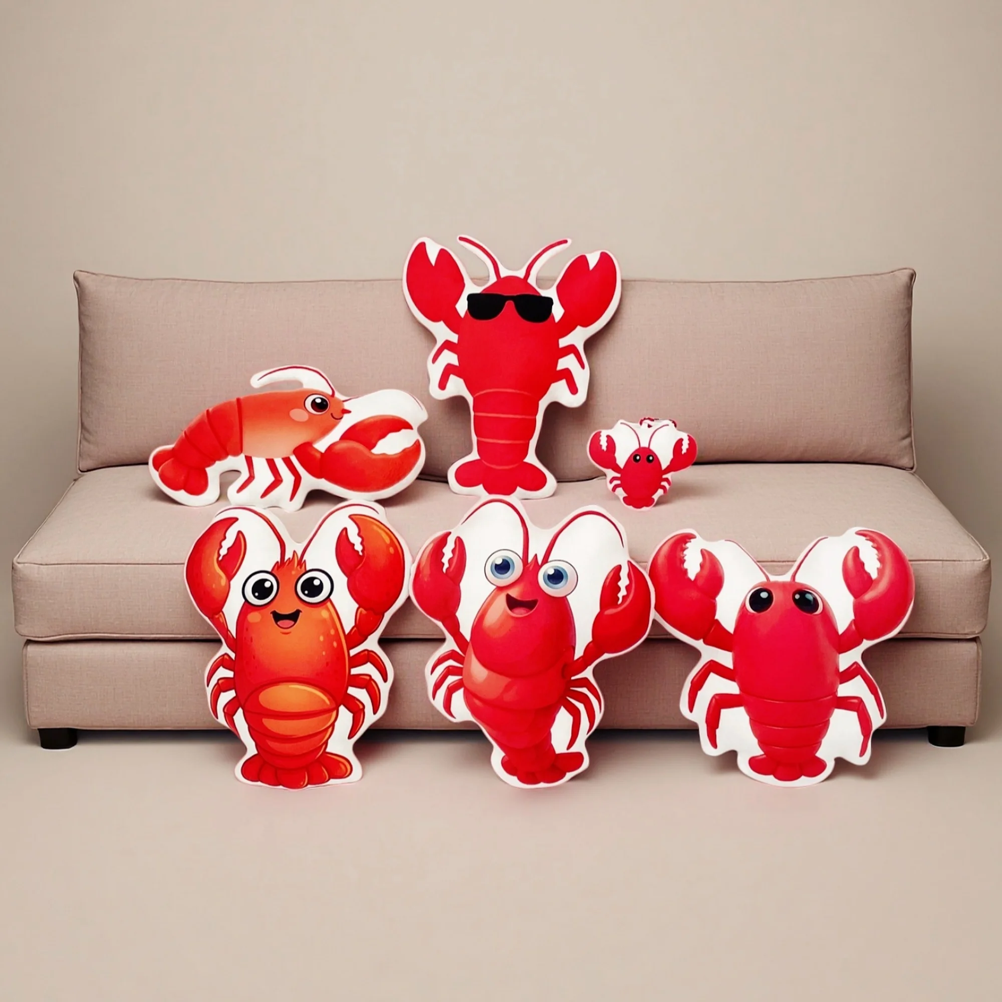 Lobster throw pillow, custom shrimp plush toy cushion, open claw Lobster
