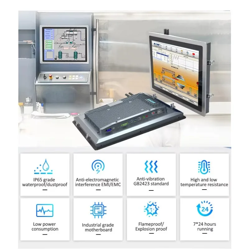 

Ip65 Front-All-In-One Win10 Waterproof Wall Mounted Computer Fanless Embedded Mount With Touch Screen Industrial Panel PC Stock