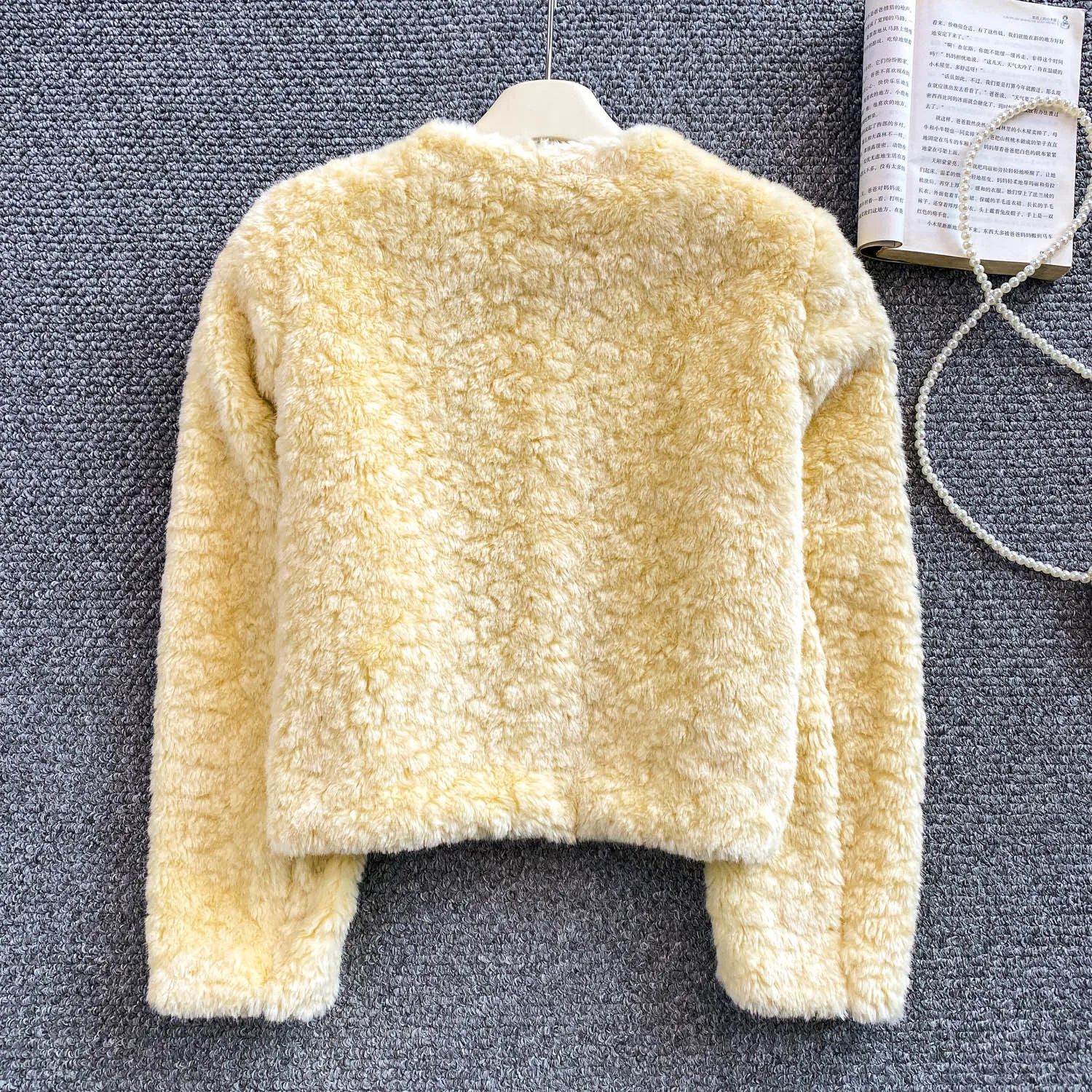 معطف Ele Thiened ناعم من المينك المخملي المستدير Ne Jaet للسيدات للخريف والشتاء فاخر فضفاض للتخسيس معطف بأزرار معدنية #4