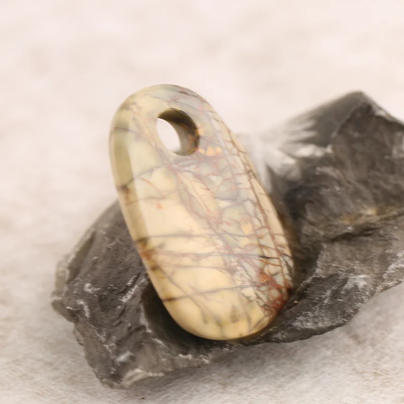 B&F Oval Pendant for Necklace Multi-Color Picasso Jasper—Natural Stone Fashion Handmade Jewelry Charm Accessories 53x38x8mm24.8g