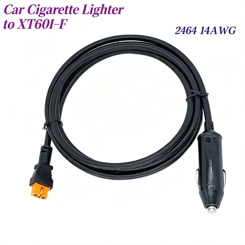 Car Charger Cigarette Lighter Adapter to XT60I-F, Suitable for Power Banks, Car Charging Cable, 14 AWG, 2 m