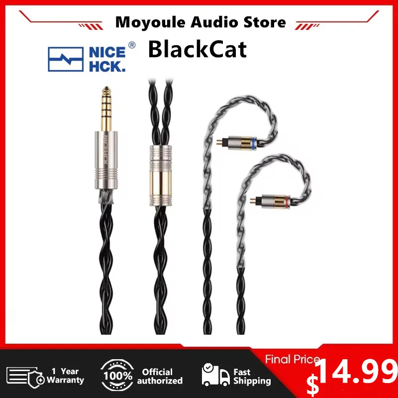 NiceHCK BlackCat цинковый медный сплав маслопропитанный HIFI кабель для наушников MMCX QDC 2Pin для NX7MK4 F1 N5005 tangzu fudu Zero HOLA CHU2