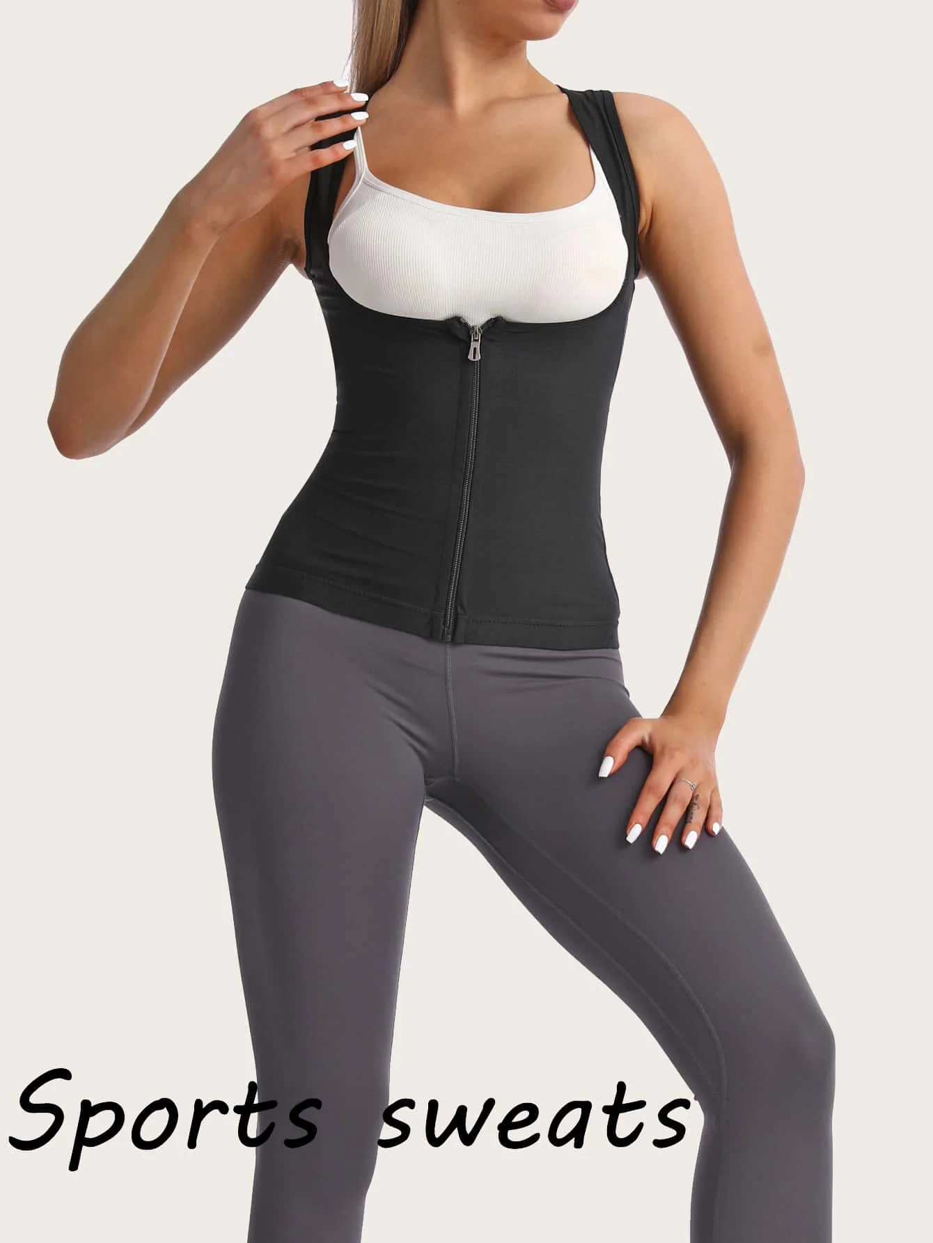 Women's Zippered Sauna Top Vest Suitable For Yoga Exercise Training Fitness Clothes Sweating Shapewear