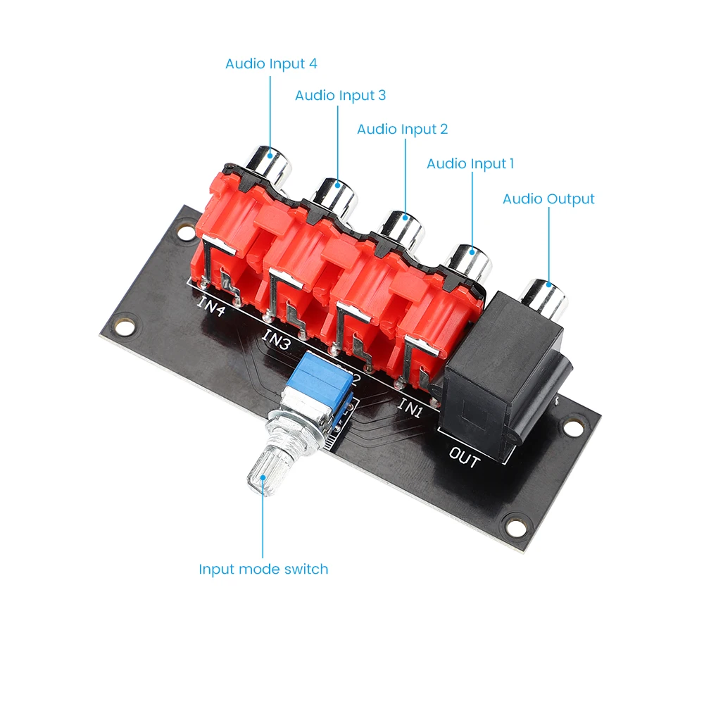 AIYIMA Audio Signal Switch Input Selection Board RCA 4 Ways Audio source Signal Relay Selector Switching Board for Home Theater