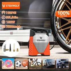 Portable air compressor Air pump super fast inflation for light cars pickup motorcycles bicycle led light 7800mAh battery,