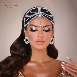 YouLaPan Shiny Cristal Rhinestone Chain Bride Headband Elegant Women Headwear Ornaments for Braids Banquet Event Tiara HP665