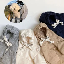 Hoodie com capuz de algodão monocromático, Roupas de luxo para cachorro grande, Casaco de inverno quente para gato, Casaco para animais de estimação