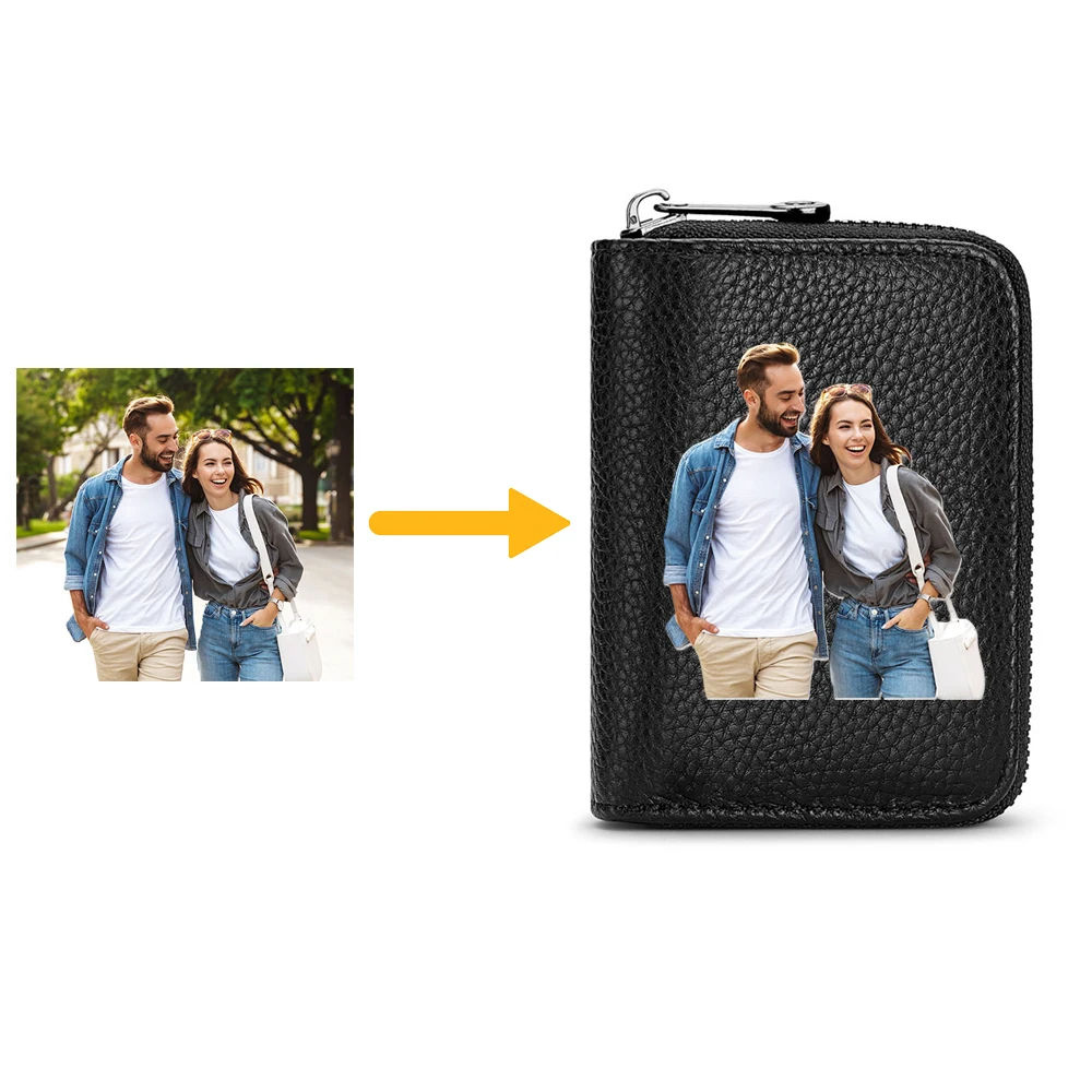 Porte-cartes de crédit personnalisé, porte-cartes zippé, porte-photos, personnalité, vous propre, design