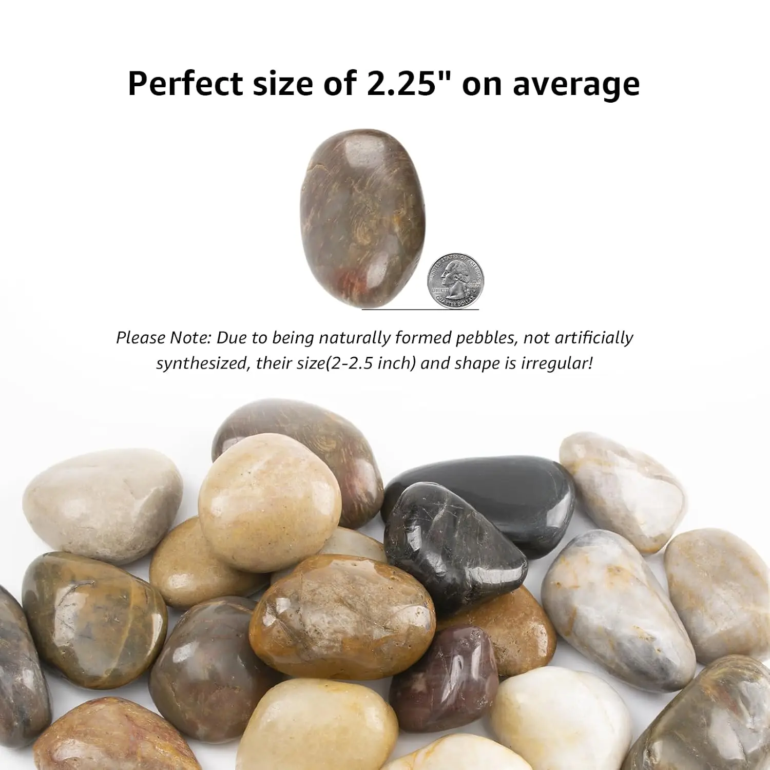 40lbs 2-3 Inch River Rocks, Decorative Mixed Pebbles for Garden Landscaping, Indoor Plants, Fish Tanks, Vases, and Succulents