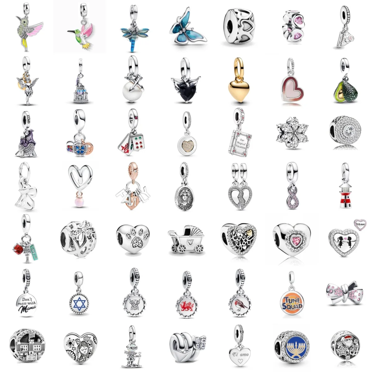 Hot selling 925 Silver Hummingbird Dragonfly Tower Love Pendant Charm Fit Original European Bracelet DIY Women's Charm Jewelry