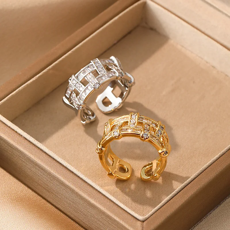 New Sight Accessories Zirconia Copper Open Rings for Women Luxury Crystal  Wedding Engagement Rings Jewelry Gifts